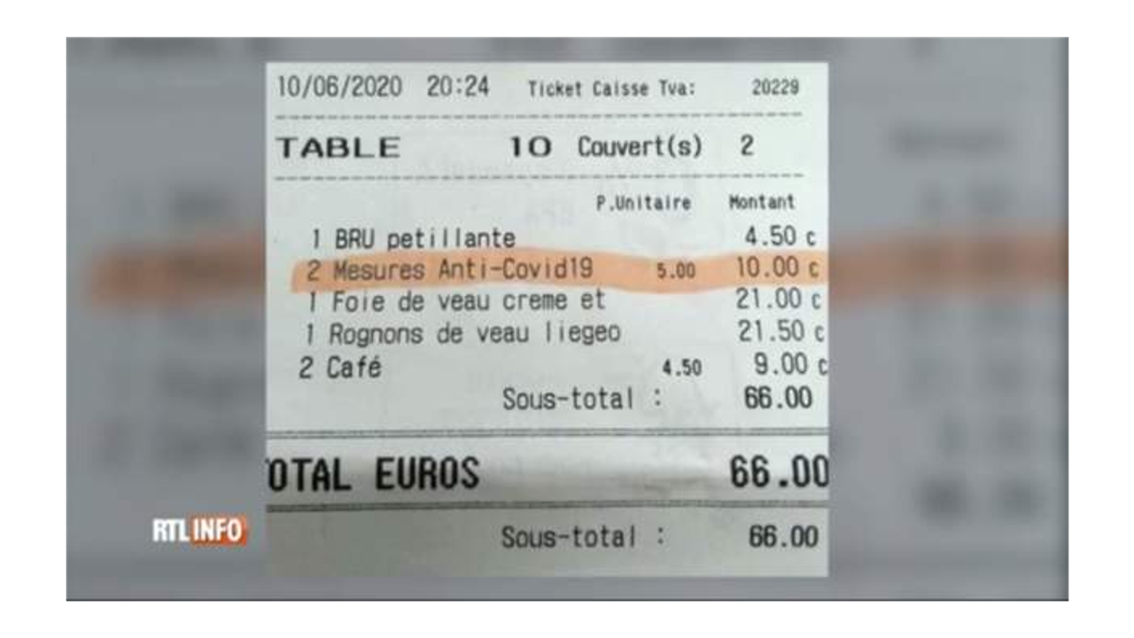 Belçika'da bir restoran müşterilerinden 5 euro korona bedeli alıyor