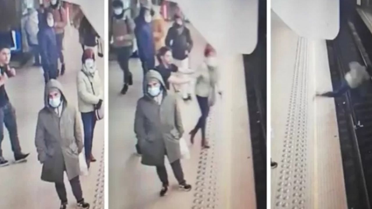 Brüksel’de şok edici olay: Adam kadını durup dururken metro raylarına itti