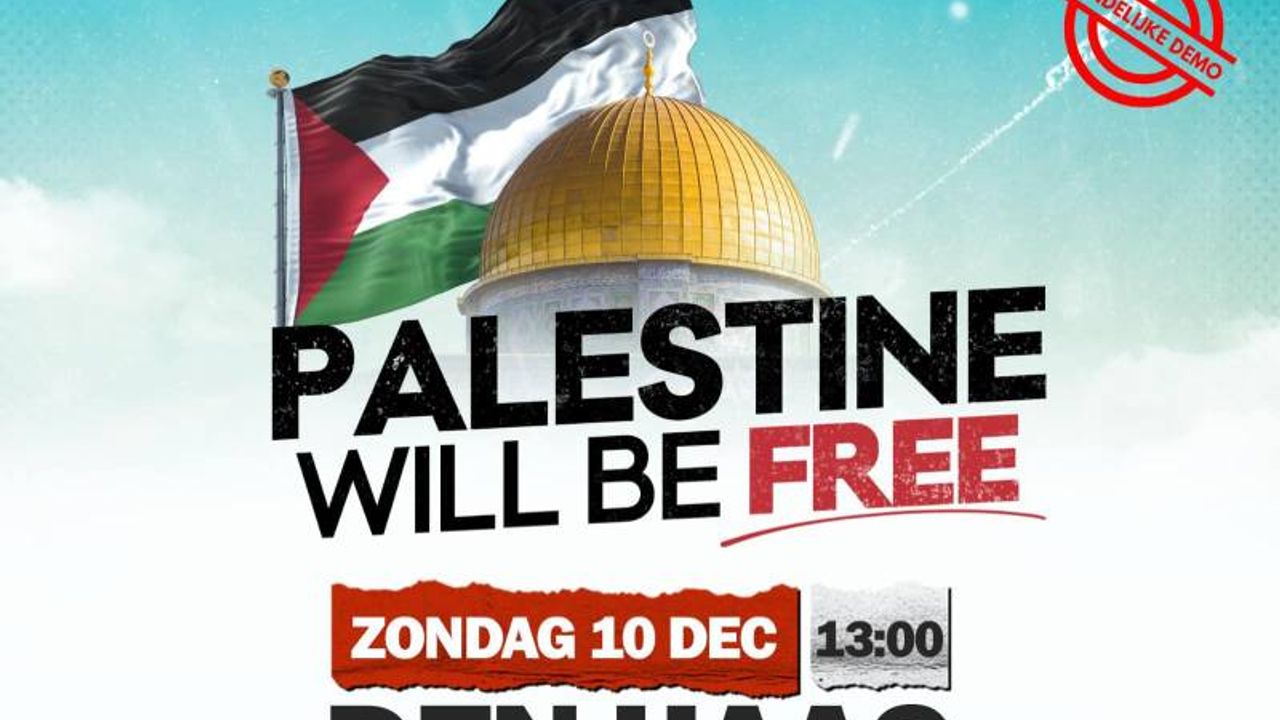 Den Haag’da ‘Filistin Özgür Olacak ve Savaş Suçları Yargılanacak’ protestosu 