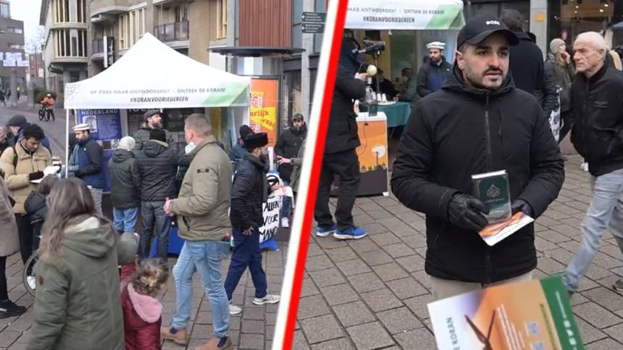 Hollanda'da Pegida liderinin Kuran yakma girişimi sonrası Müslümanlar o kentte Kuran dağıttı (VIDEO)