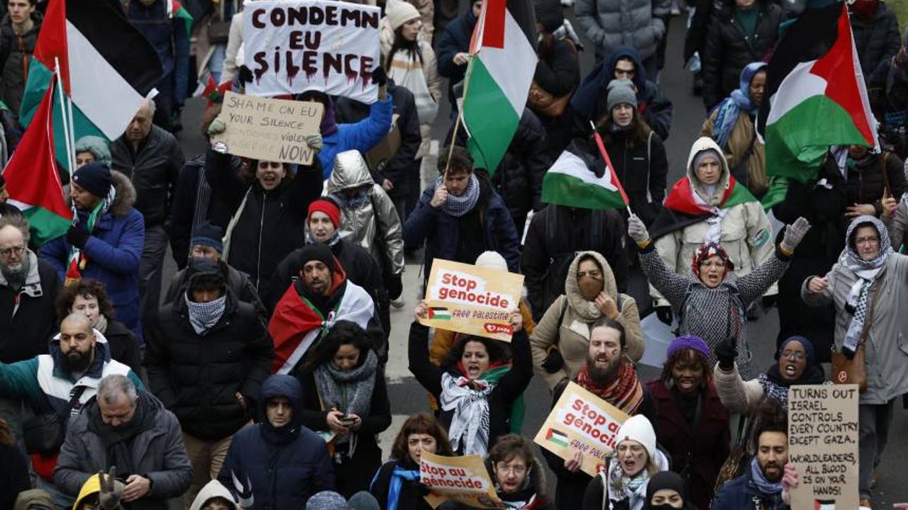 Belçika’da binlerce kişi Gazze'ye destek gösterisi için sokağa çıktı