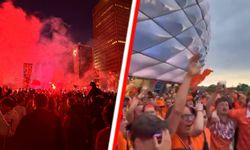 Portakallar ve Türk Millilerin galibiyetinin ardından Hollanda sokakları kutlama yapanlarla doldu