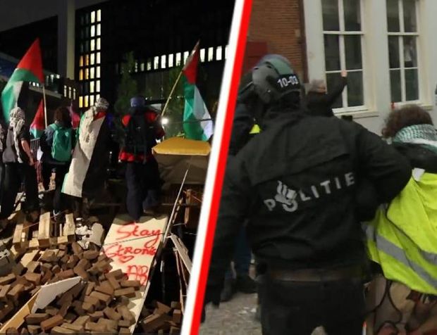 Hollanda’da öğrencilerin başlattığı Filistinlilerle dayanışma eylemine polisten sert müdahale!