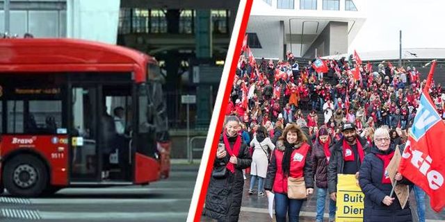 Hollanda’da farklı sektörlerde binlerce kişi maaşlara zam istemiyle greve gitti