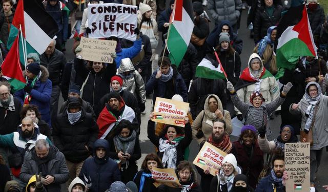 Belçika’da binlerce kişi Gazze'ye destek gösterisi için sokağa çıktı