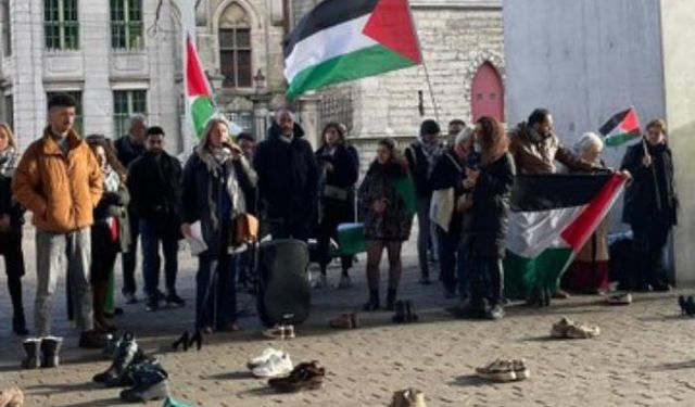 Gazze'de ölen binlerce Filistinli Gent'te düzenlenen törenle anıldı