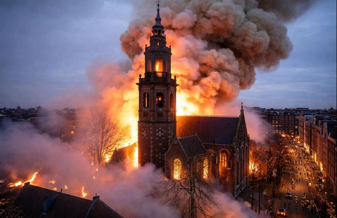 Amsterdam’daki 154 yıllık tarihi Vondelkerk’te yangın