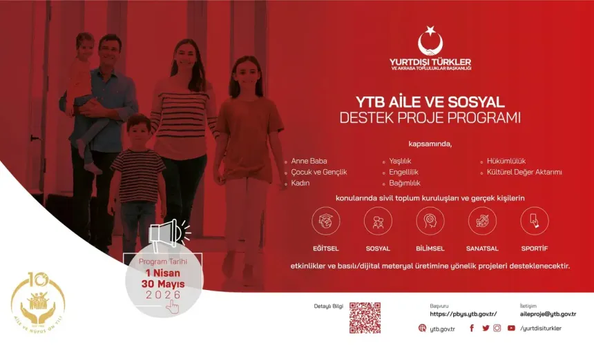 YTB Aile ve Sosyal Destek Proje Programı 2026 başvuruları başladı