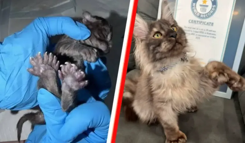 Erebus Anomaly adlı kedi 29 parmağıyla dünya rekoru kırdı