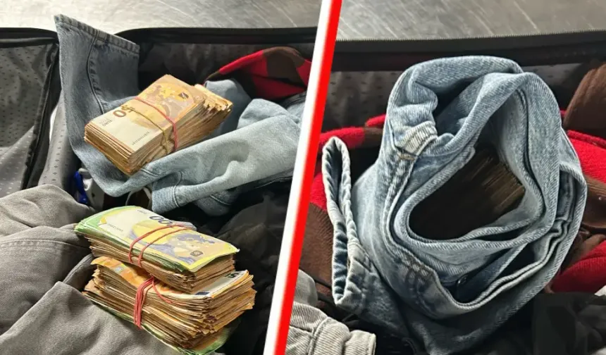 Almanya'da 600 euro taşıdığını söyleyen yolcunun bagajından 74 bin euro çıktı