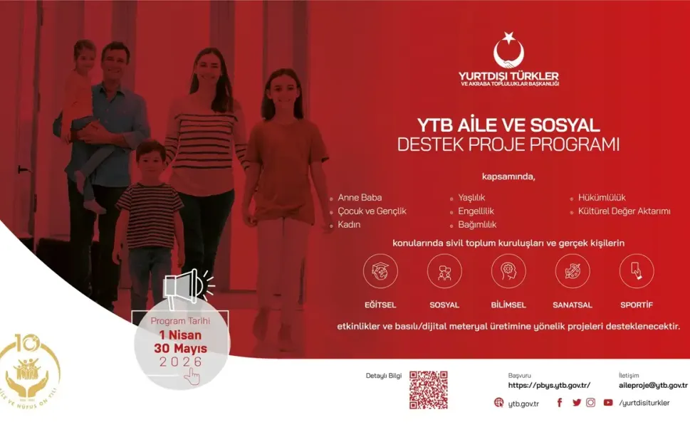 YTB Aile ve Sosyal Destek Proje Programı 2026 başvuruları başladı