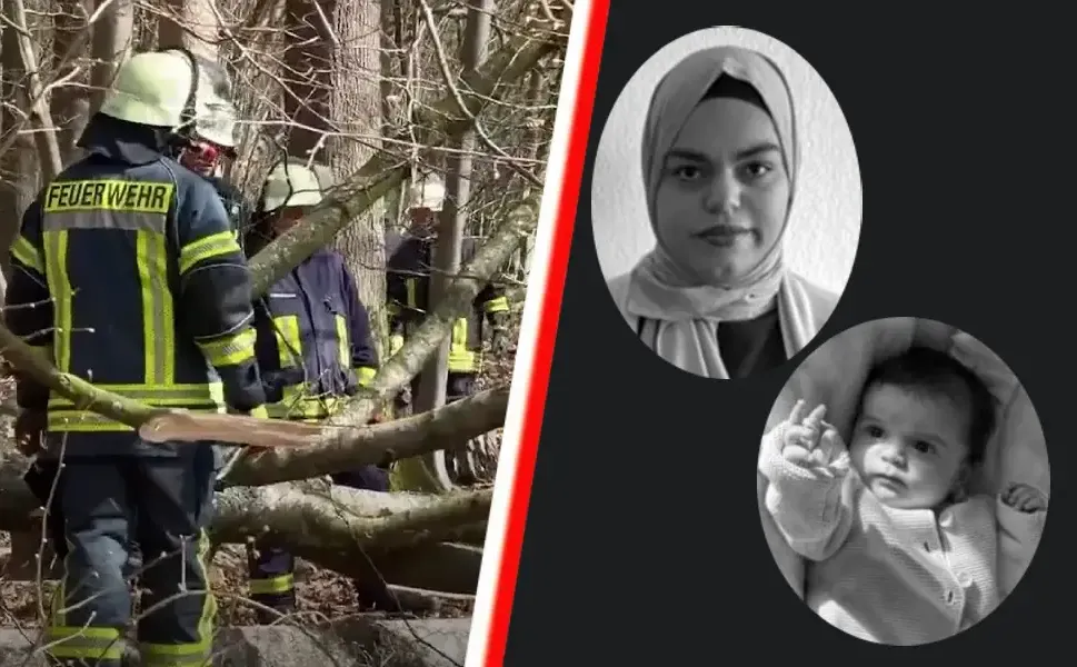 Almanya’da Paskalya’da ağaç altında kalan Türk anne ve bebeği defnediliyor