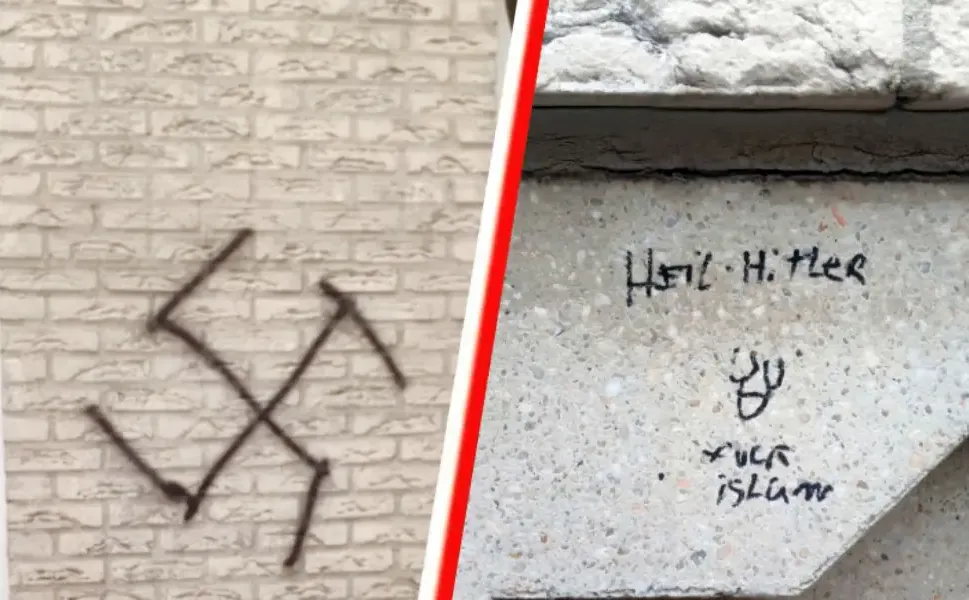 Den Haag'da bir camiye gamalı haç ve nefret içerikli yazılar çizildi