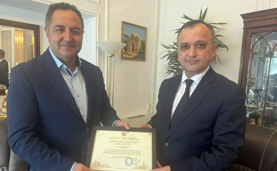 Burhanettin Carlak’a Özbekistan Büyükelçiliğinden takdir belgesi