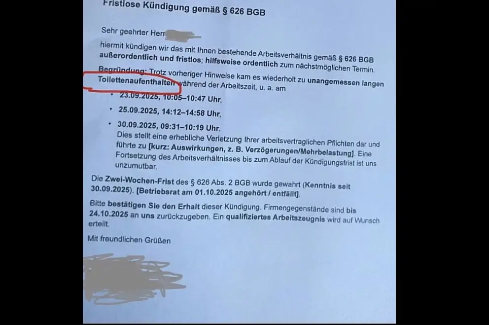 Işten Çıkartma Mektubu Almanya