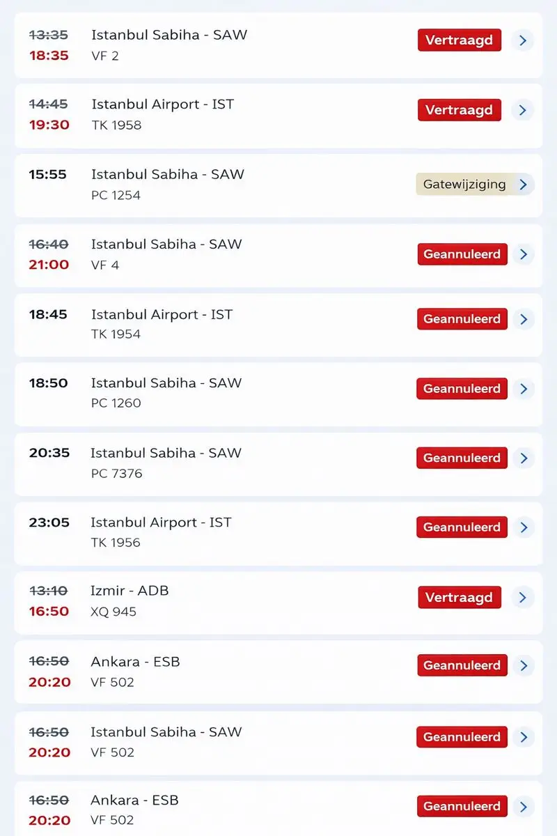 Uçuş Bilgileri Schiphol